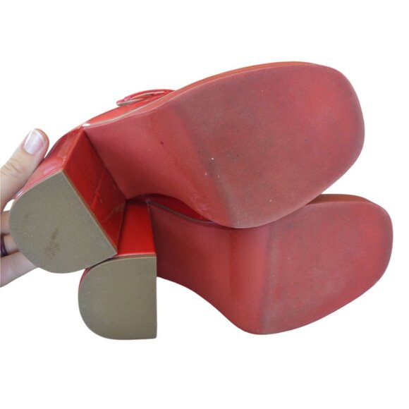 Steve Madden Twice Patent Block Heel Mary Jane Platform Pumps Womens Size 6 Prep - Picture 11 of 11